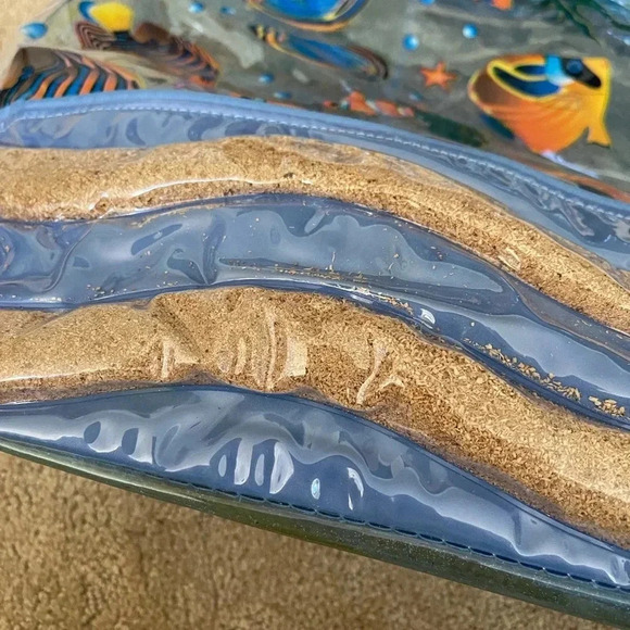 Clear Fish Print Beach Tote w/ Sand Wave Bottom - Picture 6 of 11